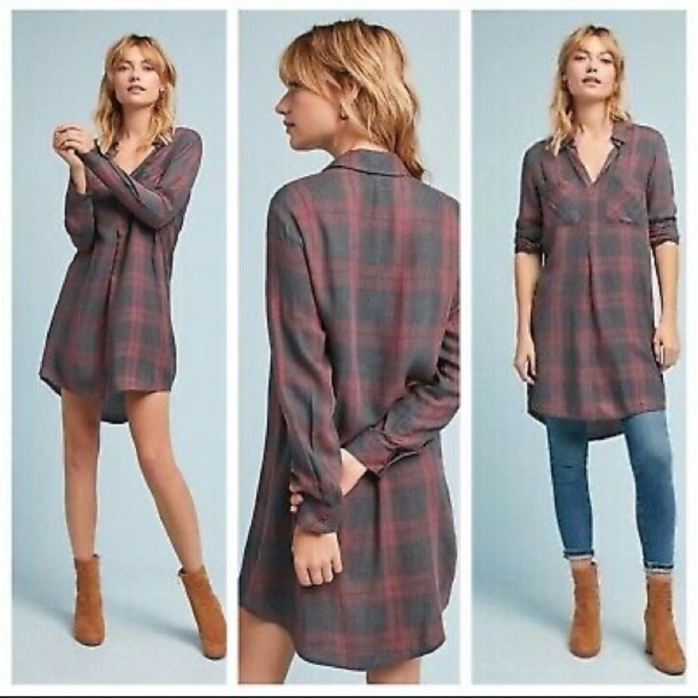 Anthropologie Cloth & Stone
COZY PLAID XL Pink Grey Black
Dress / Tunic Top